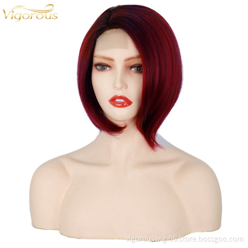 Pixie Cut High Quality Cheap Price Side Part Short Pre Plucked Natural Hairline Straight Wave For Women Synthetic Bob Hair Wigs